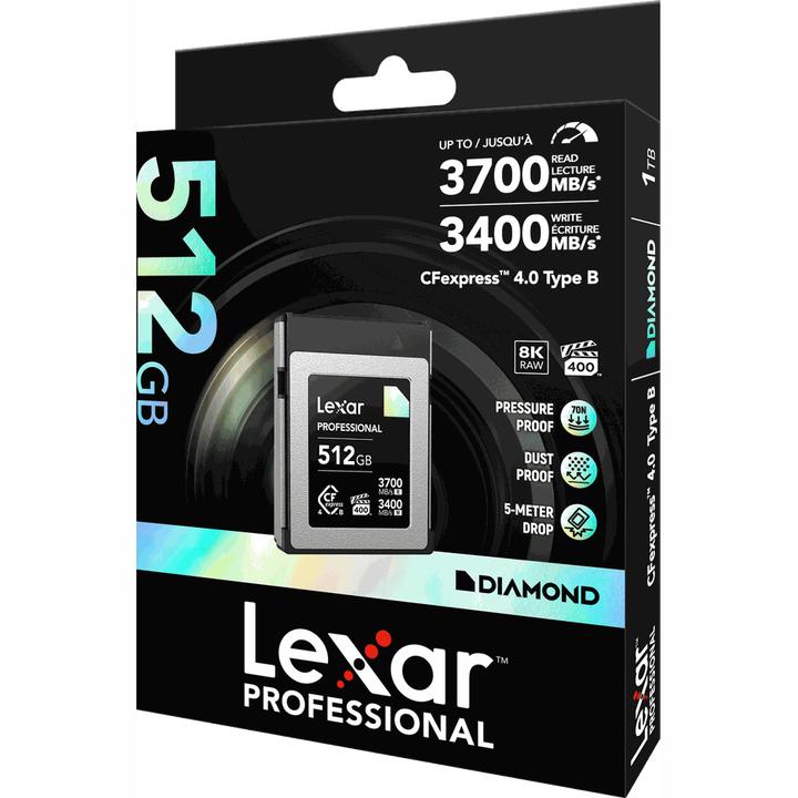 Produktbild Lexar CFexpress PRO 4.0 Type B DIAMOND Series 512GB - R3700/W3400MB/s - VPG400 (512 GB, CFexpress Typ B)