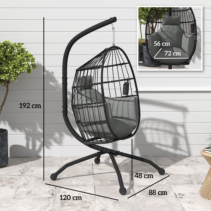 Image du produit Outsunny Hängesessel Stahl, Polyester Schwarz