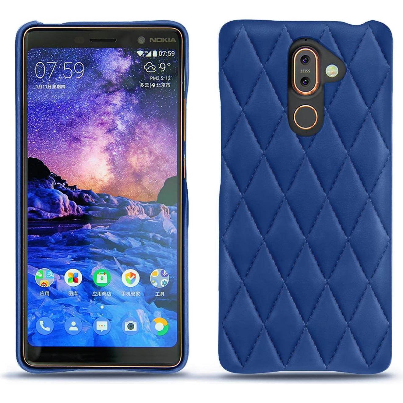 Noreve Lederschutzhülle (Nokia 7 Plus), Smartphone Hülle, Blau