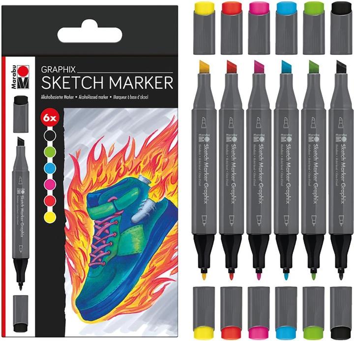Immagine prodotto Marabu Marcatore permanente Sketch Graphix Heat, 6 pezzi (Multicolore, 1.70 mm, 6 x)