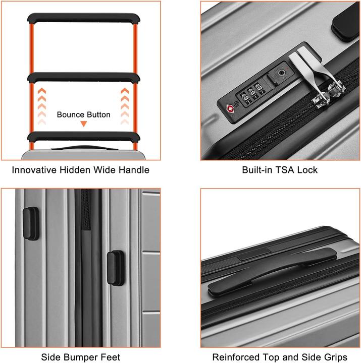 Immagine prodotto British Traveller Hartschalen-Handgepäckkoffer mit TSA-Schloss (38 l)