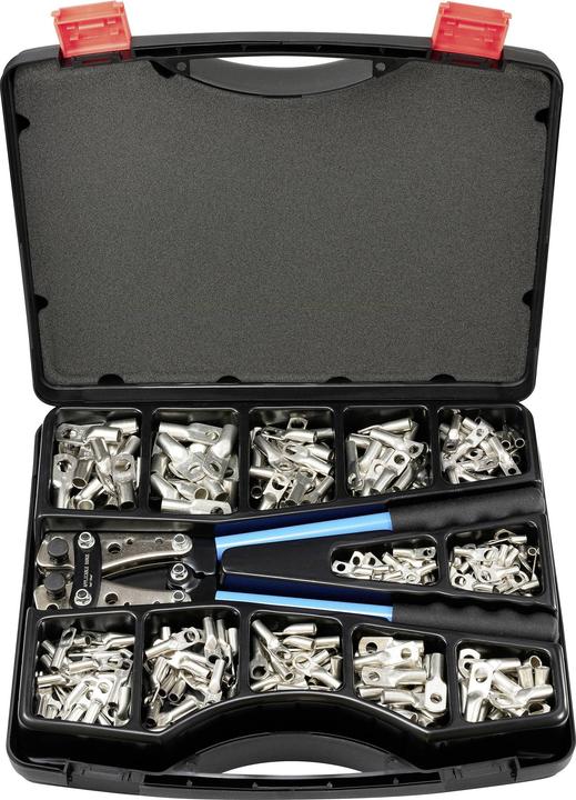 Produktbild Tru Components TC-11894512 Rohrkabelschuh-Sortiment 6 - 50mm² mit Crimpzange 6mm² 50mm² Silber 28