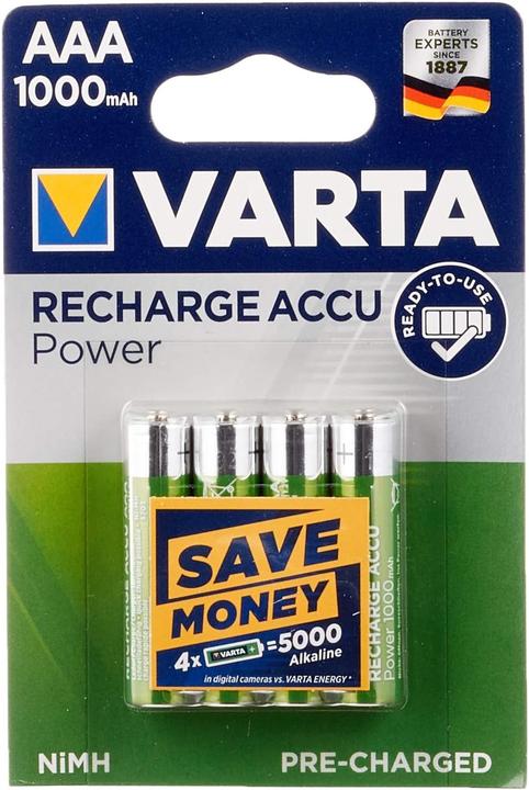 Varta Prêt à l'emploi, 1000 mAh, 1,2 V, 5 paquets (5 pcs, AAA, 1000 mAh)
