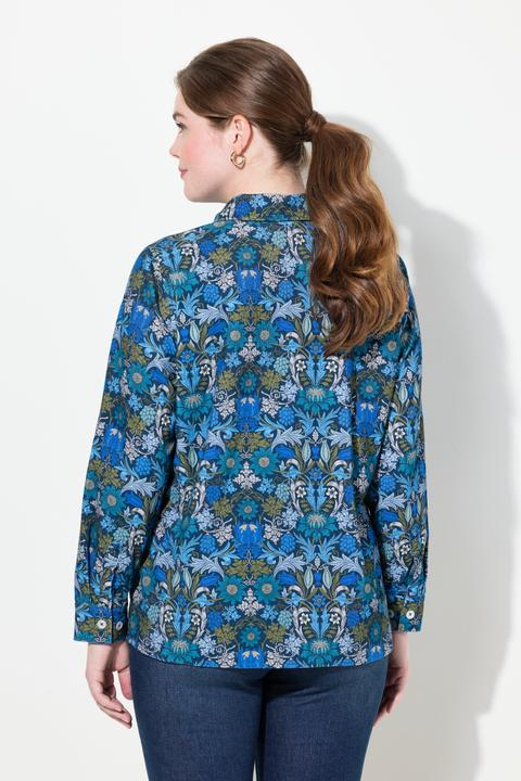 Produktbild Ulla Popken Cordbluse, floraler Druck, Hemdkragen, Langarm (50, 52)