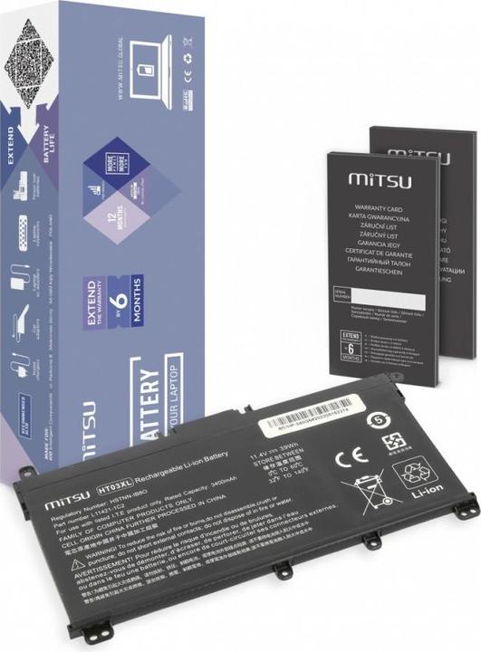 Actual product image Mitsu Battery for HP Omen 15 Pavilion 15 - 11.55 3400 mAh (39 Wh) 11.55 Volt (3 cubicles, 3400 mAh)