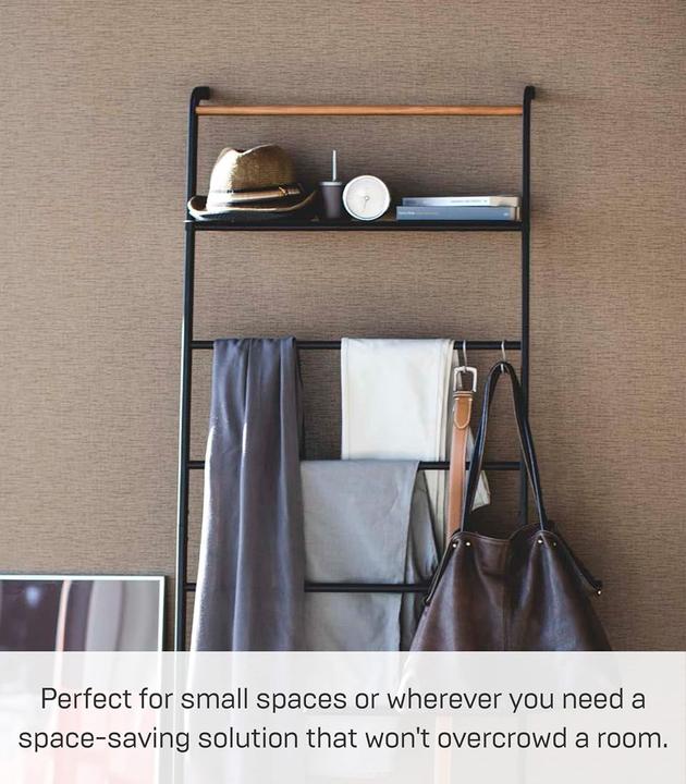 Actual product image Yamazaki Leaning clothes ladder with TOWER shelf