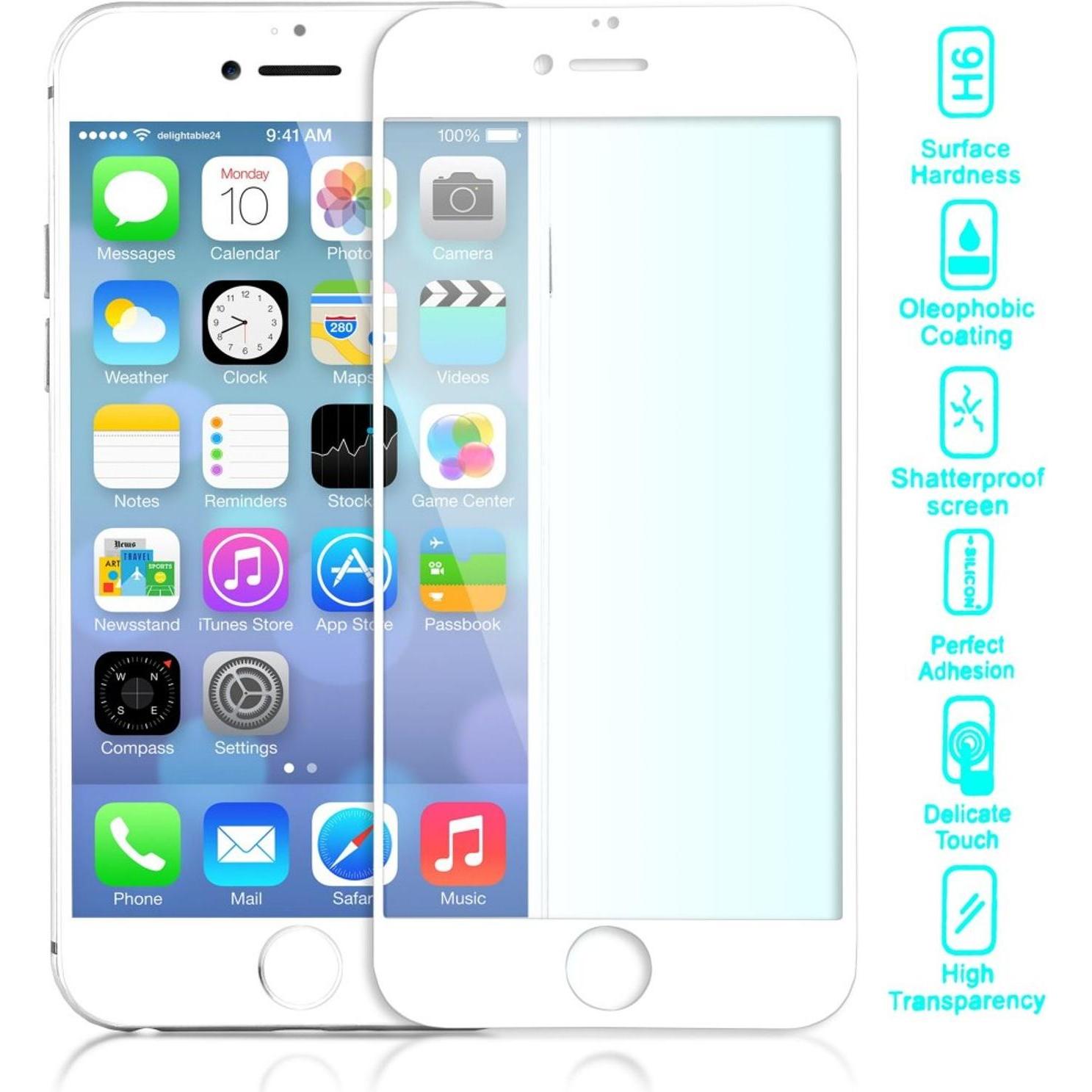 Nalia Schutzglas (1 Stück, Apple iPhone 6 Plus, Apple iPhone 6s Plus), Smartphone Schutzfolie, Weiss