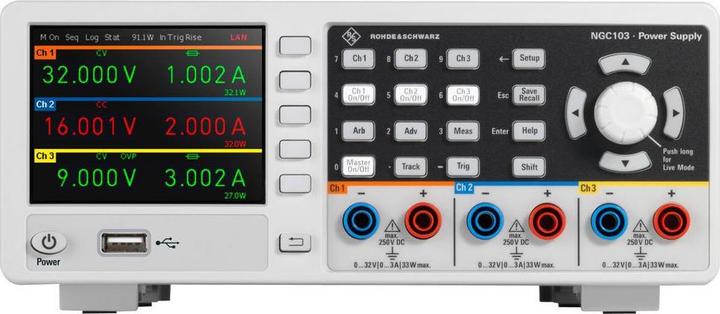 Produktbild Rohde & Schwarz R&S®NGC103 Labornetzgerät, einstellbar 32 V (max.) 3 A (max.) 1