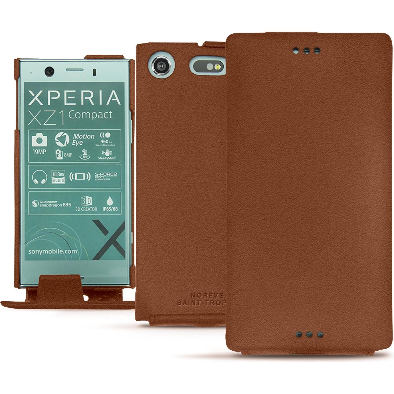 Thumbnail - Noreve Lederschutzhülle vertikal (Sony Xperia XZ1 Compact), Smartphone Hülle, Braun