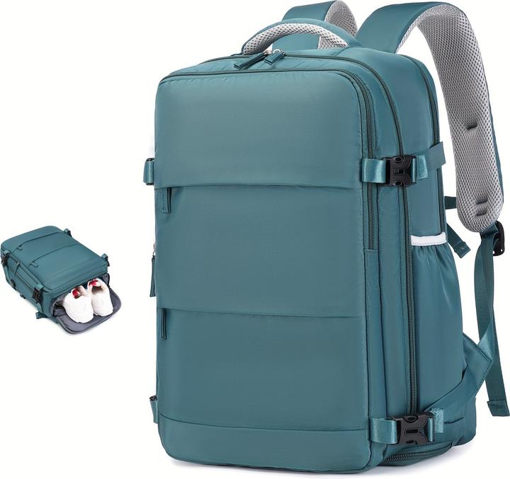 Actual product image PhoneLook Reiserucksack für Flugreisen mit Laptop- und Schuhfach sowie USB-Anschluss Hellblau