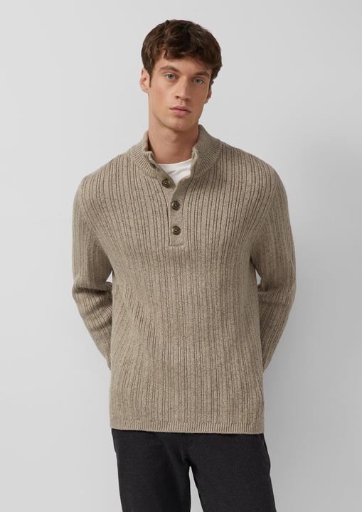 Produktbild s.Oliver Strickpullover Melierter Strick-Troyer mit Rippstruktur (M)