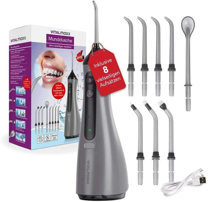 Vitalmaxx Munddusche mit 8 Aufsätzen, Anthrazit