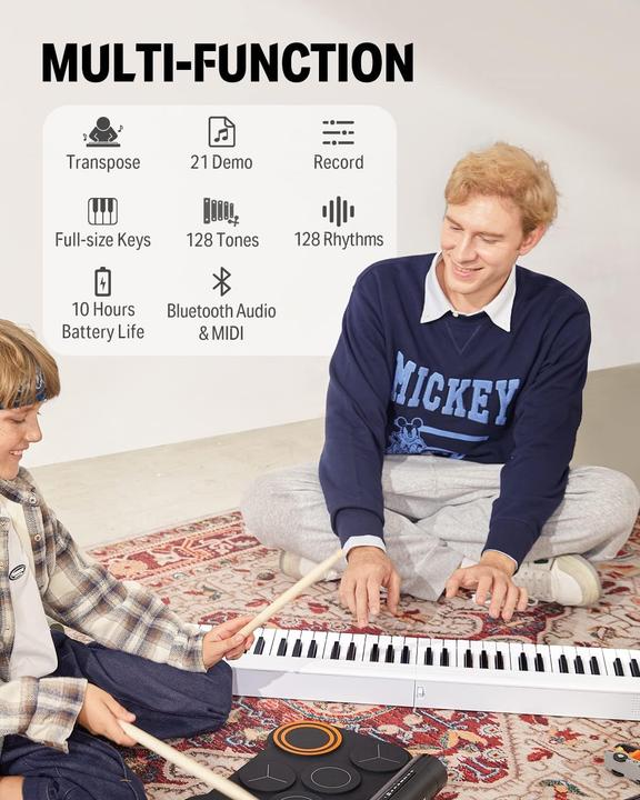 Produktbild Donner Faltbares 61-Tasten-Piano für Anfänger mit tragbarer Tasche, App-Anbindung und langer Akkulaufzeit (61 Tasten)