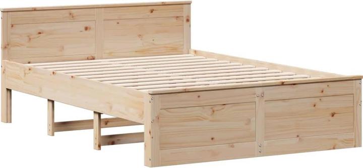 Actual product image vidaXL Solid wood bed Wooden bed Double bed Bed frame White 150x200cm Pine (150 x 200 cm)