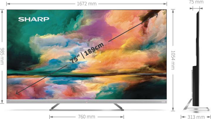 Actual product image Sharp 75EQ4EA (75", EQ4, QLED, 4K, 2022)