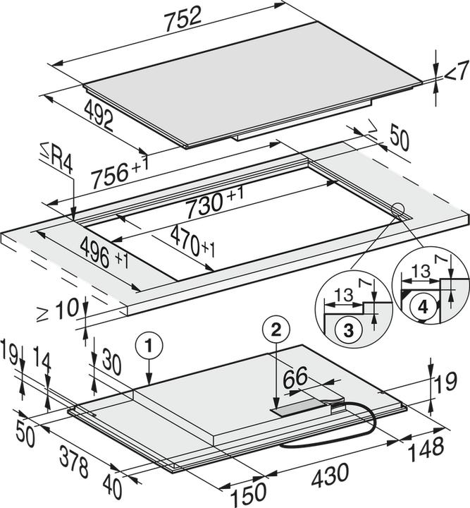 Image du produit Miele KM 7414 FX 11153130 (75.20 cm, Table de cuisson à induction)