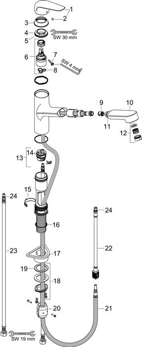 Actual product image hansgrohe Focus M42 Einhebel-Küchenarmatur 150, Ausziehauslauf, 1 Strahlart