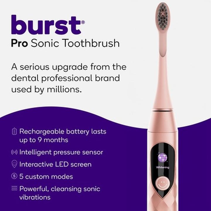 Image du produit Hairburst Burst Pro Sonic Advanced Electric Toothbrush for Adults Rose Gold - Soft (Brosse à dents sonique)
