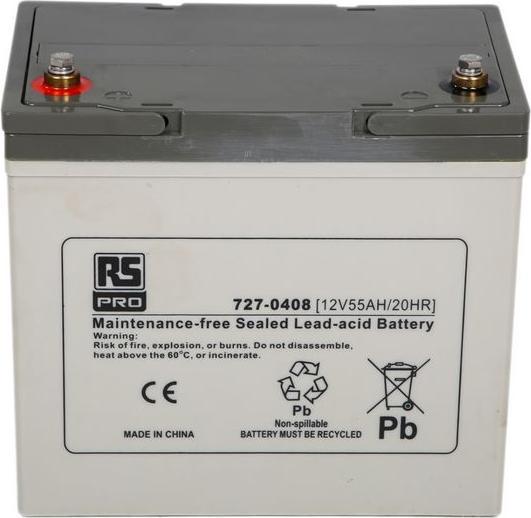 Produktbild RS PRO Normal AGM 12V 55Ah Batterie (12 V)