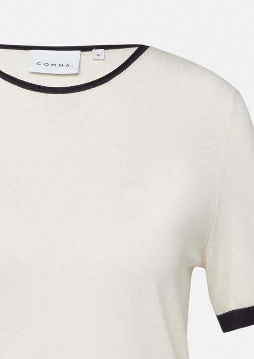 Image du produit Comma Strickpullover Basic Feinstrick-Shirt mit Kontrastabschlüssen (38)