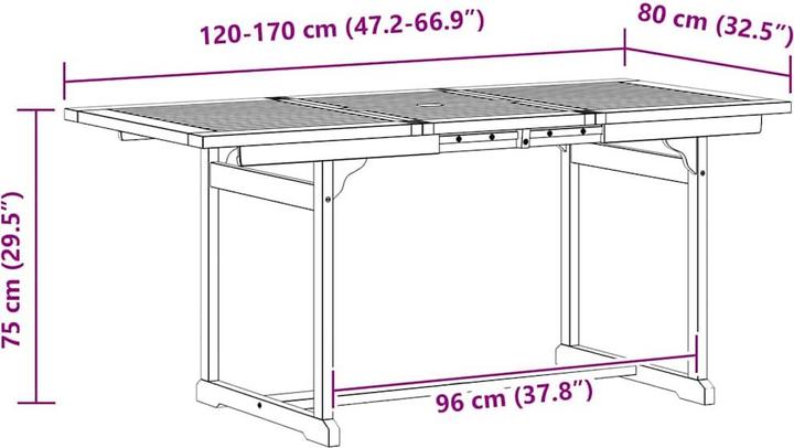 Produktbild vidaXL Gartentisch (170 x 80 x 75 cm)