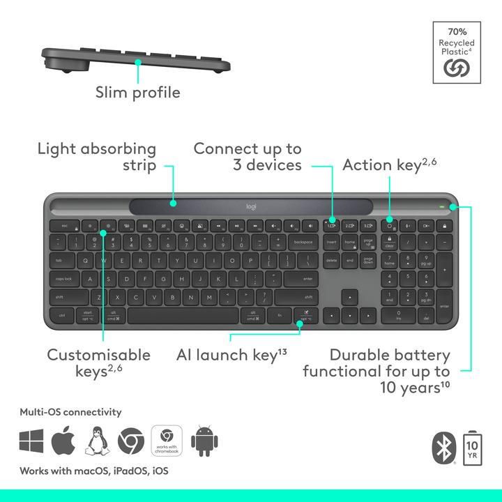 Actual product image Logitech Slim Solar+ (CH, Wireless)