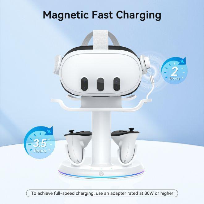 Actual product image AMVR Meta Quest 3 & 3S RGB Magnetische Schnellladestation mit Controller Akkus