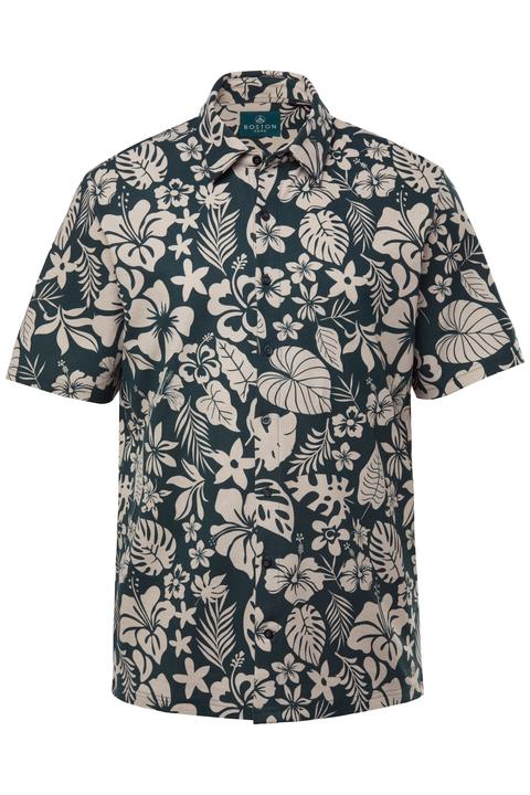 Immagine prodotto Boston Park Piqué-Hemd, Halbarm, floraler Alloverprint, Kentkragen, Modern Fit (XL)
