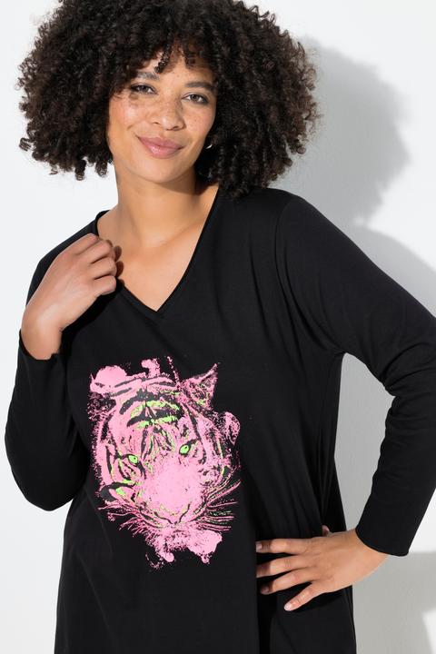 Produktbild Angel of Style Langarmshirt, A-Linie, Neon Tigermotiv, Zipfelsaum (52)