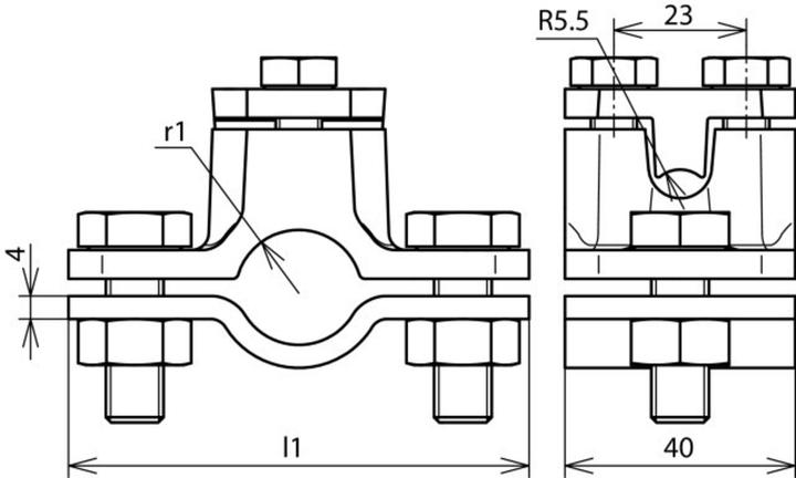 Image du produit Dehn 407 112 Collier de mise à la terre 1 1/2pouce M10x30 M8x20mm