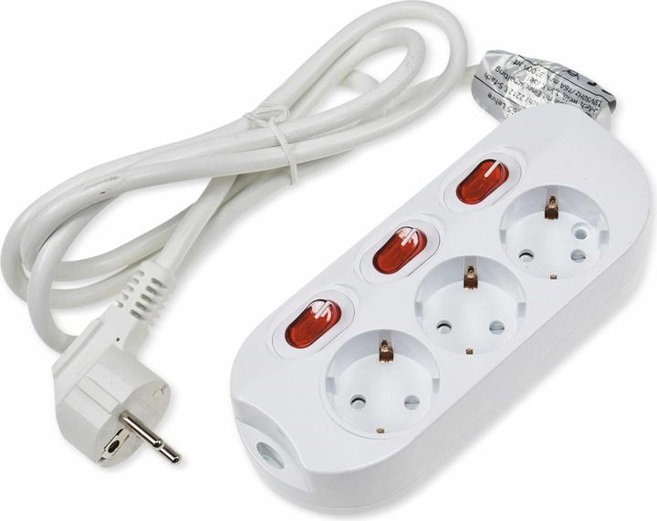 Produktbild Chilitec Steckdosenleiste 3-fach, Einzelschaltung, 1,5 m Zuleitung, weiss (3x, 1.50 m)