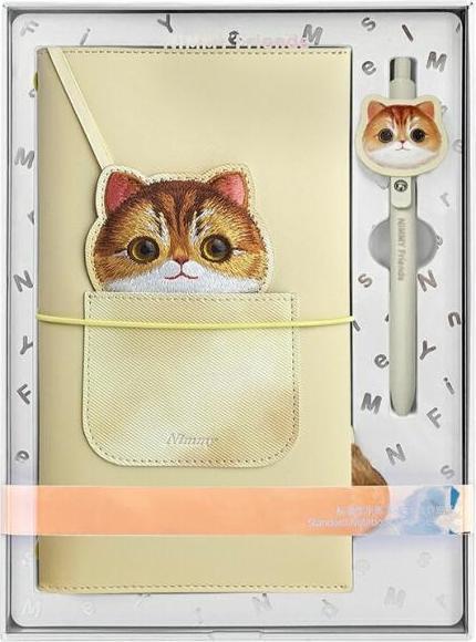 Produktbild Nimmy 2in1 Set notebook + pen khaki Big Eyed Pet 2.0 Cat