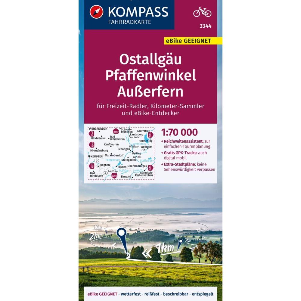 KOMPASS Fahrradkarte 3344 Ostallgäu, Pf, Landkarte