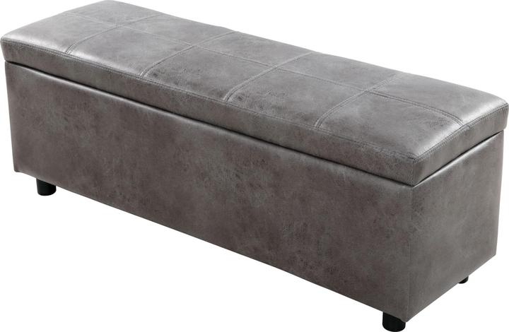 Corium Sitztruhe Bukit 118x37x43 cm Kunstleder Grau (118 cm)