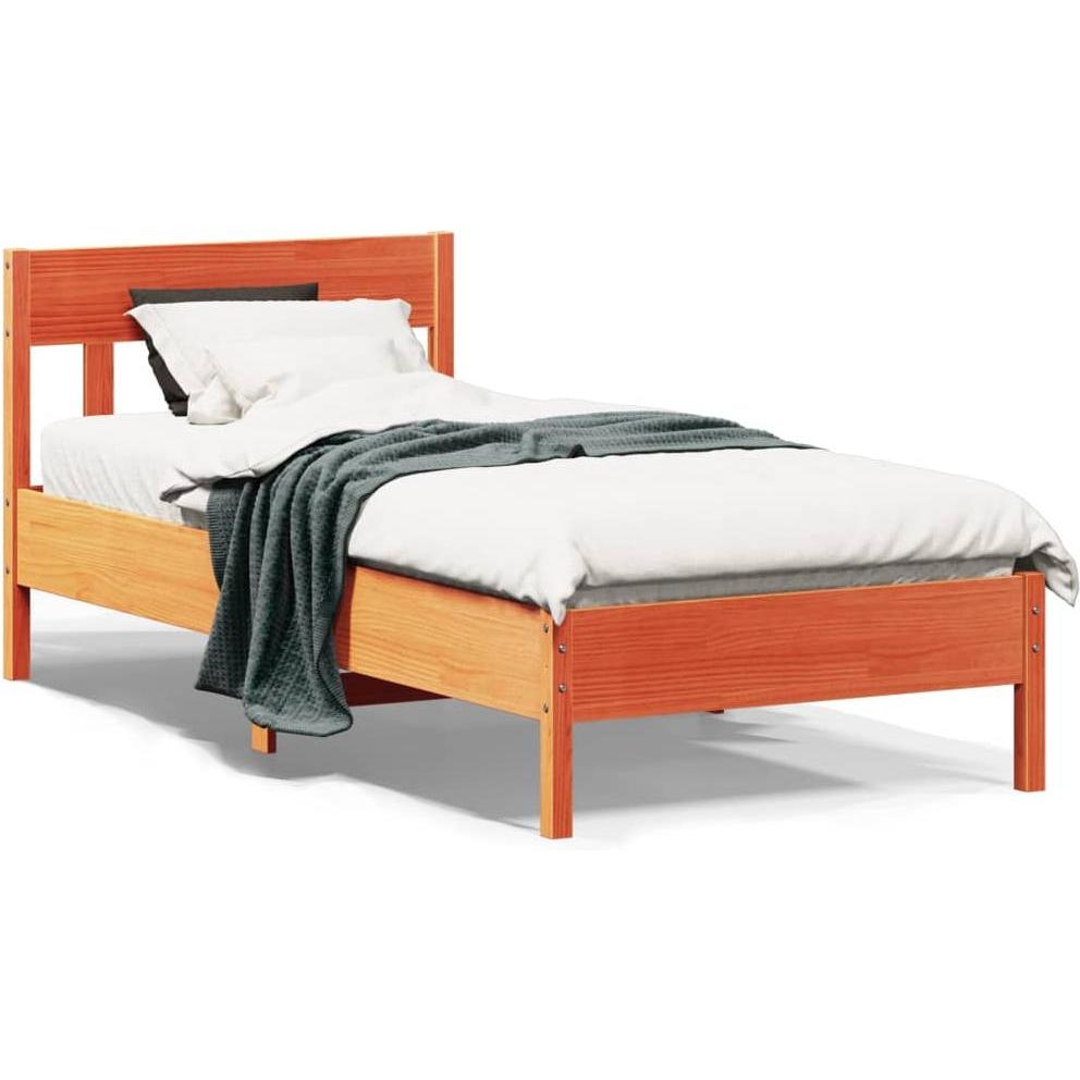 VidaXL, Bett, Bett mit Kopfteil Kiefer (90 x 190 cm)