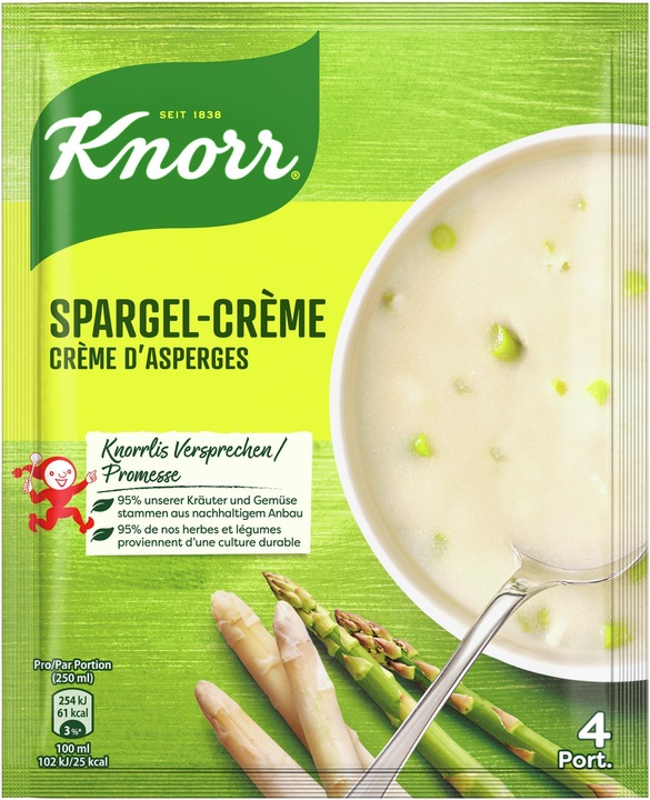 Knorr Sachet de soupe à la crème d'asperges, soupe d'asperges avec morceaux d'asperges blanches & vertes