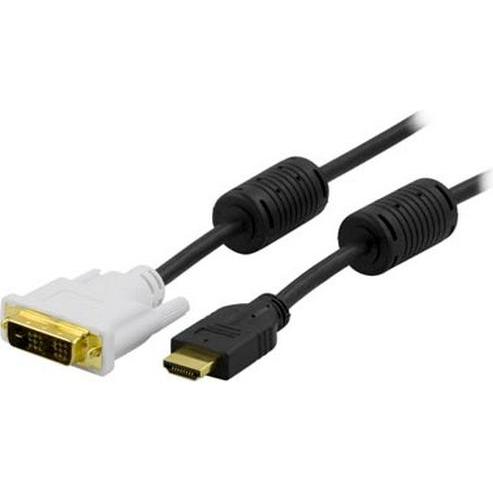 Deltaco HDMI-113 - 3 m - HDMI - DVI-D - Gold - Schwarz - Weiss - Männlich/Männlich (3 m, HDMI), Video Kabel