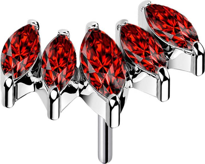 Immagine prodotto Star Piercing Ventaglio Threadless argento con cinque cristalli rossi (senza ottone, Titanio)