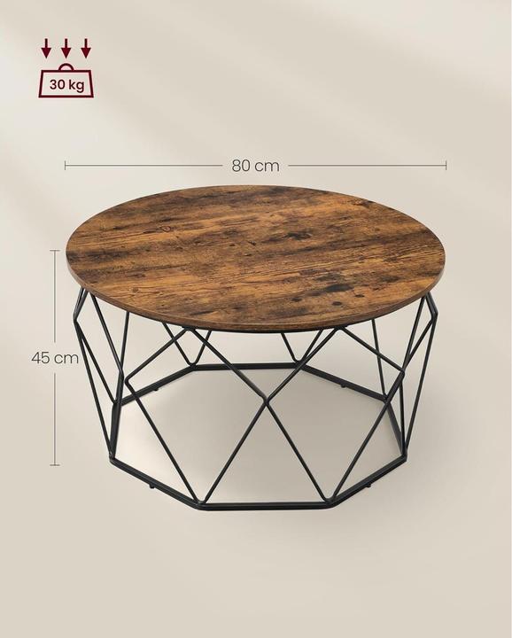 Image du produit Vasagle Couchtisch 80 x 45 cm, Schwarz/Braun (80 x 80 x 45 cm)