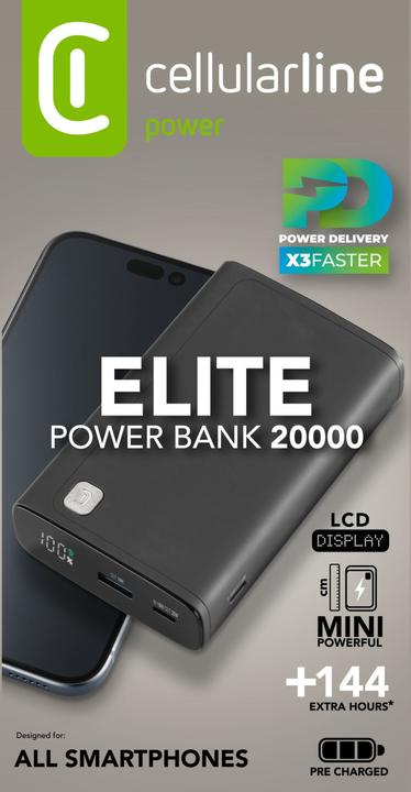 Produktbild Cellularline CELLULAR L& CLL PB DISPLAY 20000 BK (20000 mAh, 20 W, 77 Wh)