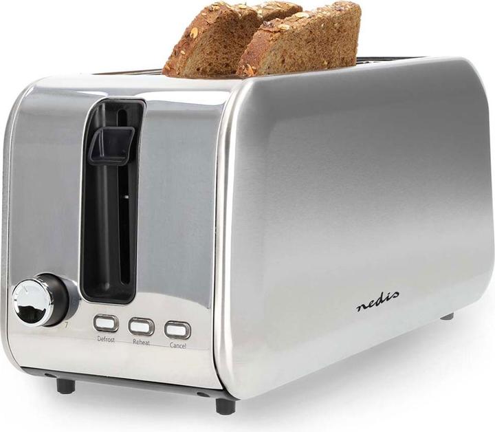 Actual product image Nedis Toaster | 2 slots | browning levels: 7 | defrost function | aluminium / silver