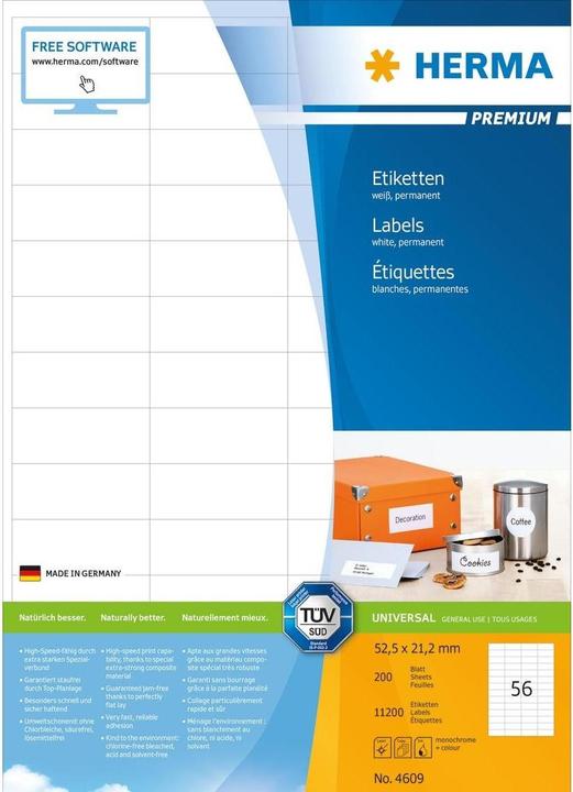 Produktbild HERMA Universal Etiketten A4