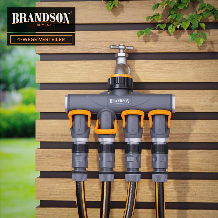 Produktbild Brandson 4-Wege Verteiler 4-fach Schlauchverteiler Gartenschlauch, schmaler Wasserverteiler, 3/4 & 1/2 Zoll (4 Wege Verteiler)