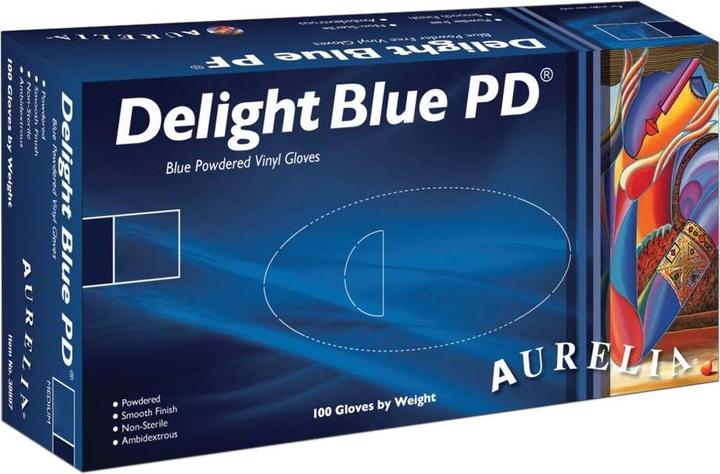 Produktbild Delight Blue Pd Blaue Gepuderte Vinyl Handschuhe (100 Stückpackung) (M)