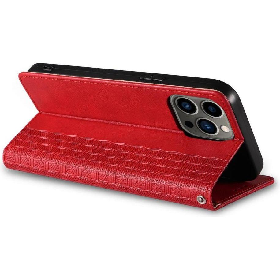 Thumbnail - Hurtel Magnet Strap Case for iPhone 14 Flip Wallet Mini Lanyard Stand red (Apple iPhone 14), Smartphone Hülle, Rot