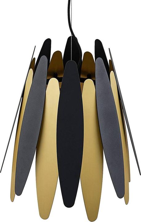 Actual product image Lucande Lounit pendant light Black/Gold (E27)