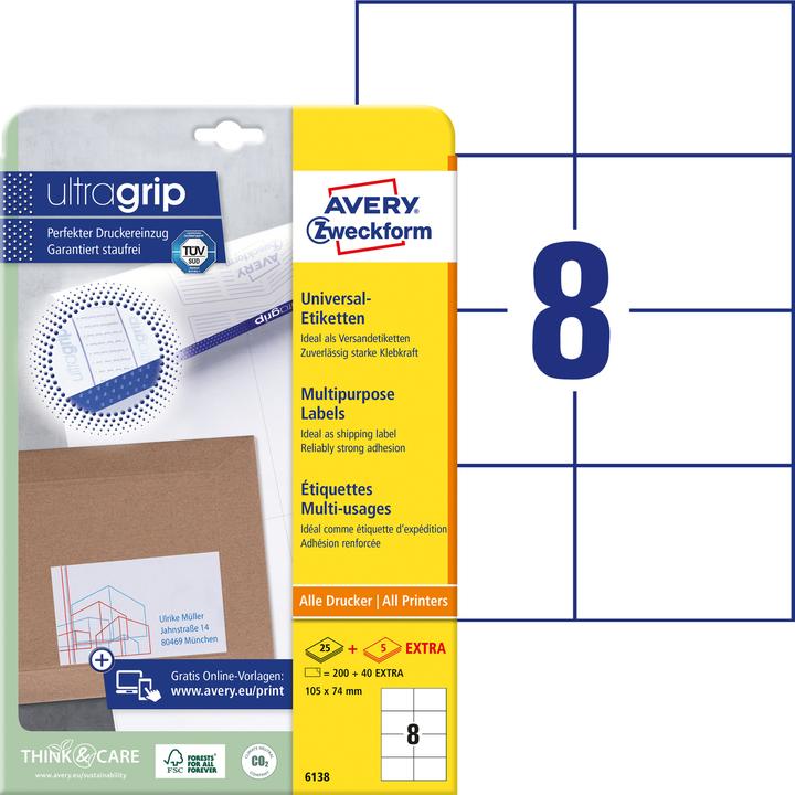 Actual product image Avery Universal labels