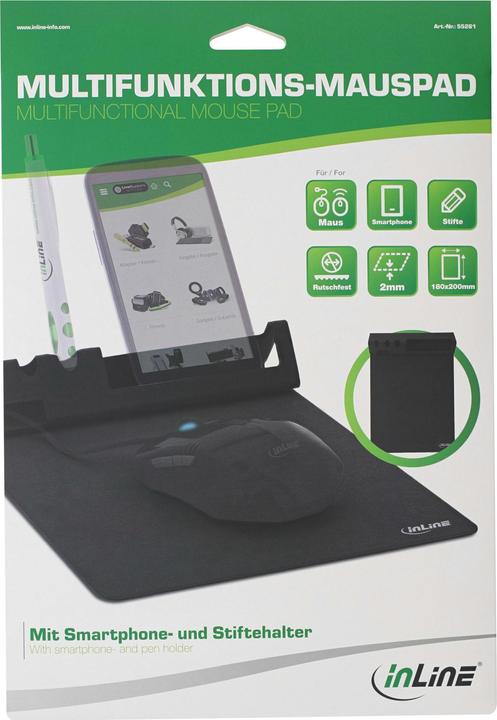 Actual product image InLine Multifunctional mouse pad with mobile phone and pen holder