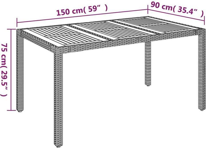 Image du produit vidaXL Garten Essgruppe (150 x 90 x 75 cm)