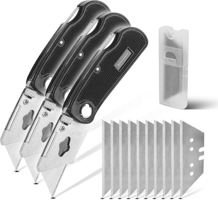 Image du produit Stahlwerk Cutter pliable Jeu de 3 cutters à changement rapide Verrouillage de sécurité (Cutters)